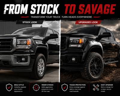 Black Horse Off Road - Textured Fender Flares-Black-2014-2015 GMC Sierra 1500|Black Horse Off Road - Image 6