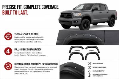 Black Horse Off Road - FENDER FLARES RIVETED Style-Black-2014-2021 Toyota Tundra all cabs 67 / 79 / 98 inches|Black Horse Off Road - Image 5