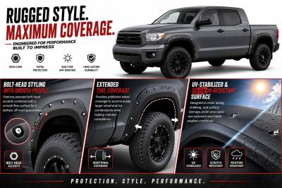 Black Horse Off Road - FENDER FLARES RIVETED Style-Black-2014-2021 Toyota Tundra all cabs 67 / 79 / 98 inches|Black Horse Off Road - Image 6