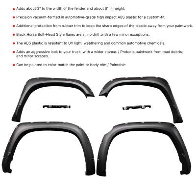 Black Horse Off Road - FENDER FLARES RIVETED Style-Black-2014-2021 Toyota Tundra all cabs 67 / 79 / 98 inches|Black Horse Off Road - Image 8