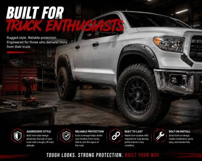 Black Horse Off Road - FENDER FLARES RIVETED Style-Black-2007-2013 Toyota Tundra|Black Horse Off Road - Image 8