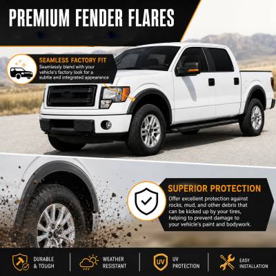 Black Horse Off Road - OE Factory Style Fender Flares-Black-2009-2014 Ford F-150|Black Horse Off Road - Image 5