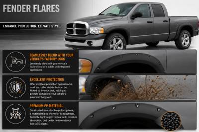 Black Horse Off Road - OE Factory Style Fender Flares-Black-2002-2008 Dodge Ram 1500-2500-3500|Black Horse Off Road - Image 8