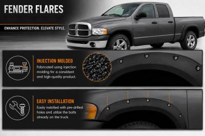 Black Horse Off Road - OE Factory Style Fender Flares-Black-2002-2008 Dodge Ram 1500-2500-3500|Black Horse Off Road - Image 4