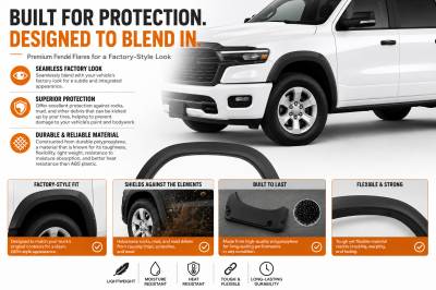Black Horse Off Road - OE Factory Style Fender Flares-Black-2019-2024 Ram 1500|Black Horse Off Road - Image 7