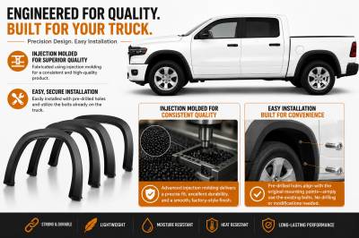 Black Horse Off Road - OE Factory Style Fender Flares-Black-2019-2024 Ram 1500|Black Horse Off Road - Image 8