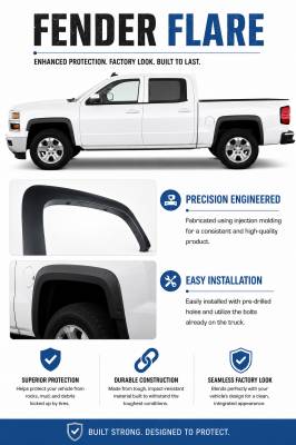 Black Horse Off Road - OE Factory Style Fender Flares-Black-2007-2013 Chevrolet Silverado 1500-2500 HD-3500 HD|Black Horse Off Road - Image 5