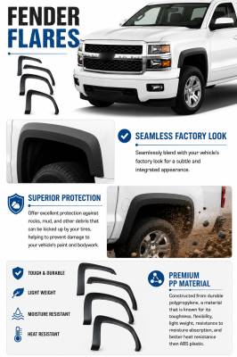 Black Horse Off Road - OE Factory Style Fender Flares-Black-2007-2013 Chevrolet Silverado 1500-2500 HD-3500 HD|Black Horse Off Road - Image 6
