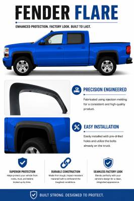 Black Horse Off Road - OE Factory Style Fender Flares-Black-2007-2013 Chevrolet Silverado 1500-2500 HD-3500 HD|Black Horse Off Road - Image 5