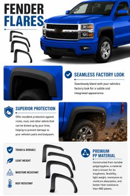 Black Horse Off Road - OE Factory Style Fender Flares-Black-2007-2013 Chevrolet Silverado 1500-2500 HD-3500 HD|Black Horse Off Road - Image 6