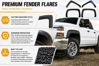 Black Horse Off Road - OE Factory Style Fender Flares-Black-2014-2016 Chevrolet Silverado 1500-2500 HD-3500 HD|Black Horse Off Road - Image 6