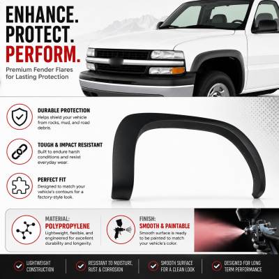 Black Horse Off Road - OE Factory Style Fender Flares-Black-1999-2006 Silverado 1500|1999-2004 Silverado 2500|2001-2006 Silverado 2500 HD-3500|Black Horse Off Road - Image 5