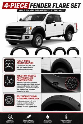 Black Horse Off Road - FENDER FLARES RIVETED Style-Black-2007-2013 Toyota Tundra|Black Horse Off Road - Image 6
