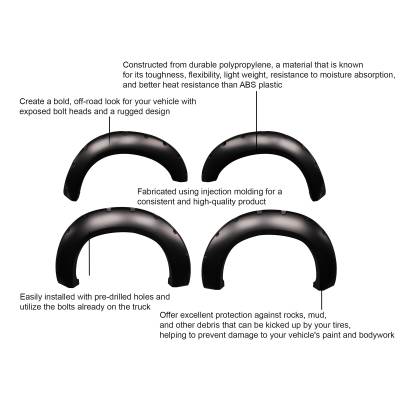 Black Horse Off Road - FENDER FLARES RIVETED Style-Black-2007-2013 Toyota Tundra|Black Horse Off Road - Image 18