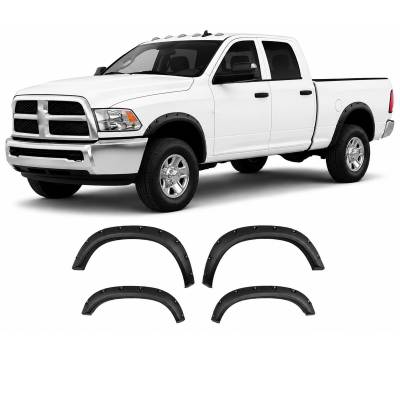 FENDER FLARES RIVETED Style-Matte Black-2010-2018 Dodge Ram 2500-3500|Black Horse Off Road