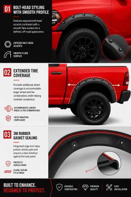 Black Horse Off Road - FENDER FLARES RIVETED Style-Black-2019-2026 Ram 2500-3500|Black Horse Off Road - Image 6