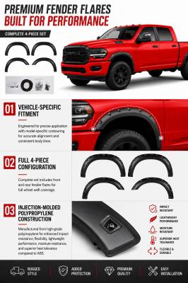 Black Horse Off Road - FENDER FLARES RIVETED Style-Black-2019-2026 Ram 2500-3500|Black Horse Off Road - Image 5