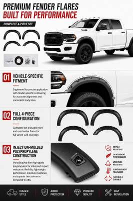 Black Horse Off Road - FENDER FLARES RIVETED Style-Black-2019-2022 Ram 2500-3500|Black Horse Off Road - Image 6