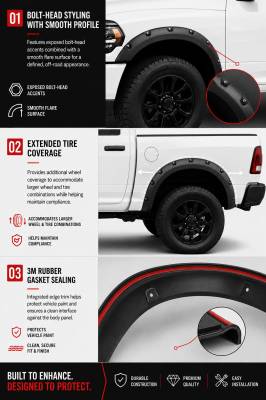 Black Horse Off Road - FENDER FLARES RIVETED Style-Black-2019-2022 Ram 2500-3500|Black Horse Off Road - Image 7