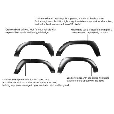 Black Horse Off Road - FENDER FLARES RIVETED Style-Black-2014-2023 Toyota 4Runner|Black Horse Off Road - Image 18
