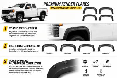 Black Horse Off Road - FENDER FLARES RIVETED Style-Black-2020-2026 Chevrolet Silverado 2500HD/3500HD|Black Horse Off Road - Image 5
