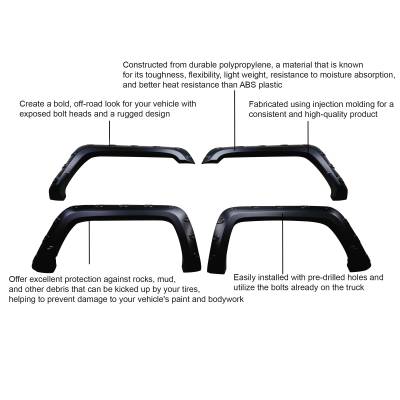 Black Horse Off Road - FENDER FLARES RIVETED Style-Black-2016-2018 GMC Sierra 1500|Black Horse Off Road - Image 9