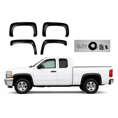 FENDER FLARES RIVETED Style-Black-2007-2014 Chevrolet Silverado 1500-2500-3500|Black Horse Off Road