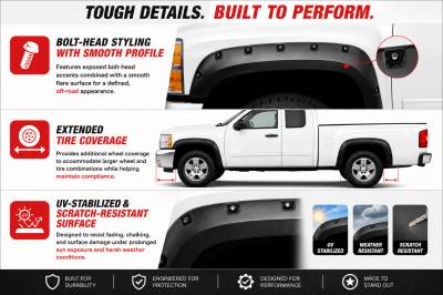 Black Horse Off Road - FENDER FLARES RIVETED Style-Black-2007-2014 Chevrolet Silverado 1500-2500-3500|Black Horse Off Road - Image 6