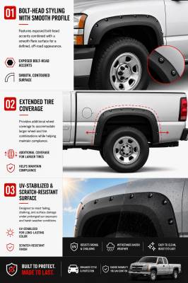 Black Horse Off Road - FENDER FLARES RIVETED Style-Black-2003-2006 Chevrolet Silverado 1500|Black Horse Off Road - Image 6