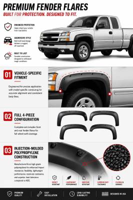 Black Horse Off Road - FENDER FLARES RIVETED Style-Black-2003-2006 Chevrolet Silverado 1500|Black Horse Off Road - Image 7
