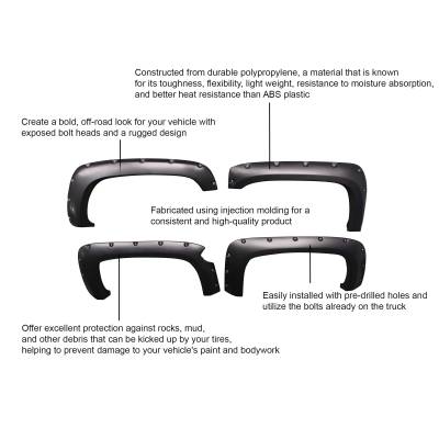 Black Horse Off Road - FENDER FLARES RIVETED Style-Black-2003-2006 Chevrolet Silverado 1500|Black Horse Off Road - Image 14