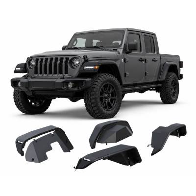 Full Set Tubular Fender Flares - Front & Rear-Matte Black-2020-2026 Jeep Gladiator|Black Horse Off Road