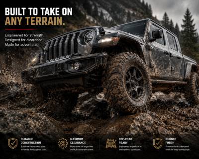 Black Horse Off Road - Full Set Tubular Fender Flares & Inner Fender Flares Liners - Front & Rear-Matte Black-2020-2026 Jeep Gladiator|Black Horse Off Road - Image 3