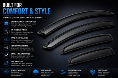 Black Horse Off Road - Black Horse Off Road [BHOR] |Tape On Rain Guard/Wind Deflectors|2009-2020 Dodge Journey |Smoke,4Pcs|#14-94072 - Image 2