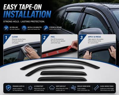 Black Horse Off Road - Black Horse Off Road [BHOR] |Tape On Rain Guard/Wind Deflectors|2011-2020 Toyota Sienna |Smoke,4Pcs|#14-94154 - Image 4