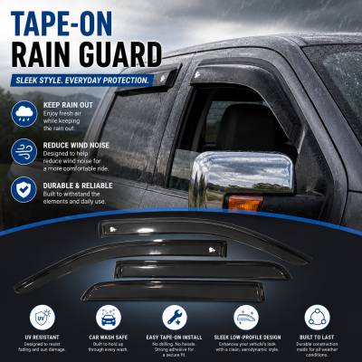 Black Horse Off Road - Black Horse Off Road [BHOR] |Tape On Rain Guard/Wind Deflectors|2009-2014 Ford F-150 SuperCrew/2010-2014 Ford F-150 SuperCrew|Smoke,4Pcs|#14-94155 - Image 4