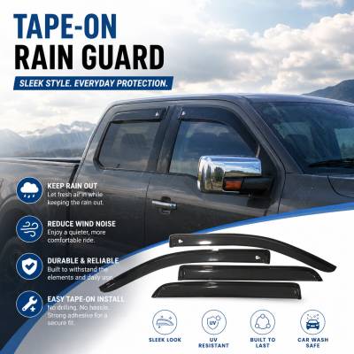 Black Horse Off Road - Black Horse Off Road [BHOR] |Tape On Rain Guard/Wind Deflectors|2009-2014 Ford F-150 SuperCrew/2010-2014 Ford F-150 SuperCrew|Smoke,4Pcs|#14-94155 - Image 3
