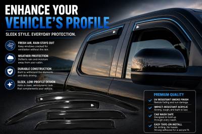Black Horse Off Road - Black Horse Off Road [BHOR] |Tape On Rain Guard/Wind Deflectors|2009-2014 Ford F-150 SuperCrew/2010-2014 Ford F-150 SuperCrew|Smoke,4Pcs|#14-94155 - Image 6