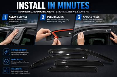 Black Horse Off Road - Black Horse Off Road [BHOR] |Tape On Rain Guard/Wind Deflectors|2009-2014 Ford F-150 SuperCrew/2010-2014 Ford F-150 SuperCrew|Smoke,4Pcs|#14-94155 - Image 7