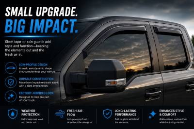Black Horse Off Road - Black Horse Off Road [BHOR] |Tape On Rain Guard/Wind Deflectors|2017-2024 Ford F-250,F-350,F-450,F-550 Super Duty Super Crew Cab|Smoke,4Pcs|#14-94156 - Image 5