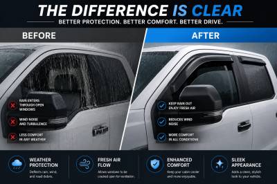 Black Horse Off Road - Black Horse Off Road [BHOR] |Tape On Rain Guard/Wind Deflectors|2017-2024 Ford F-250,F-350,F-450,F-550 Super Duty Super Crew Cab|Smoke,4Pcs|#14-94156 - Image 6