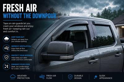 Black Horse Off Road - Black Horse Off Road [BHOR] |Tape On Rain Guard/Wind Deflectors|2017-2024 Ford F-250,F-350,F-450,F-550 Super Duty Super Crew Cab|Smoke,4Pcs|#14-94156 - Image 8