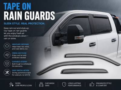 Black Horse Off Road - Black Horse Off Road [BHOR] |Tape On Rain Guard/Wind Deflectors|2017-2024 Ford F-250,F-350,F-450,F-550 Super Duty Super Crew Cab|Smoke,4Pcs|#14-94156 - Image 10