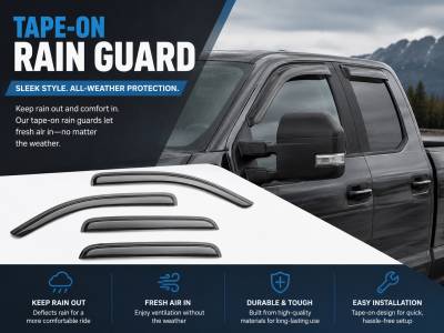 Black Horse Off Road - Black Horse Off Road [BHOR] |Tape On Rain Guard/Wind Deflectors|2015-2024 Ford F-150 Super Cab/2017-2024 Ford F-250,F-350,F-450,F-550 Super Duty Super Cab|Smoke,4Pcs|#14-94157 - Image 4