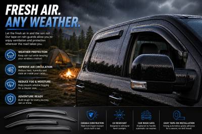 Black Horse Off Road - Black Horse Off Road [BHOR] |Tape On Rain Guard/Wind Deflectors|2015-2024 Ford F-150 Super Cab/2017-2024 Ford F-250,F-350,F-450,F-550 Super Duty Super Cab|Smoke,4Pcs|#14-94157 - Image 6
