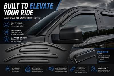 Black Horse Off Road - Black Horse Off Road [BHOR] |Tape On Rain Guard/Wind Deflectors|2015-2024 Ford F-150 Super Cab/2017-2024 Ford F-250,F-350,F-450,F-550 Super Duty Super Cab|Smoke,4Pcs|#14-94157 - Image 8