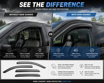 Black Horse Off Road - Black Horse Off Road [BHOR] |Tape On Rain Guard/Wind Deflectors|2015-2024 Ford F-150 Super Cab/2017-2024 Ford F-250,F-350,F-450,F-550 Super Duty Super Cab|Smoke,4Pcs|#14-94157 - Image 9