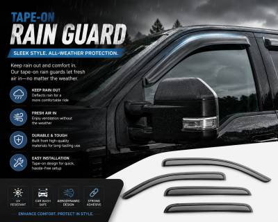 Black Horse Off Road - Black Horse Off Road [BHOR] |Tape On Rain Guard/Wind Deflectors|2015-2024 Ford F-150 Super Cab/2017-2024 Ford F-250,F-350,F-450,F-550 Super Duty Super Cab|Smoke,4Pcs|#14-94157 - Image 10
