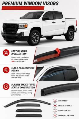 Black Horse Off Road - Black Horse Off Road [BHOR] |Tape On Rain Guard/Wind Deflectors|2015-2023 Colorado and Canyon(Crew Cab) |Smoke,4Pcs|#14-94654 - Image 8