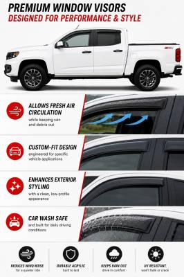 Black Horse Off Road - Black Horse Off Road [BHOR] |Tape On Rain Guard/Wind Deflectors|2015-2023 Colorado and Canyon(Crew Cab) |Smoke,4Pcs|#14-94654 - Image 10